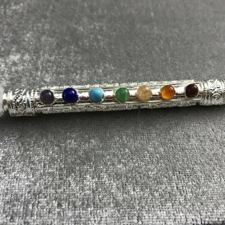 Puntatore Quarzo Ialino + Pietre dei 7 Chakra x Equilibrio Bacchetta x Massaggio-3