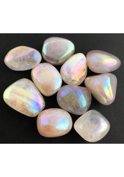 Ice AQUA AURA Rose Quartz LARGE Tumbled Stone Crystal Healing Specimen Chakra-1