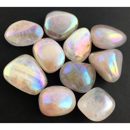 Ice AQUA AURA Rose Quartz LARGE Tumbled Stone Crystal Healing Specimen Chakra-1