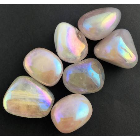Ice AQUA AURA Rose Quartz LARGE Tumbled Stone Crystal Healing Specimen Chakra-4