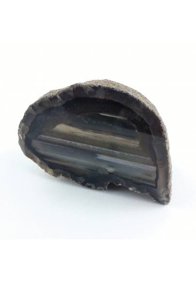 GEODE AGATA Striato Nero Marrone Cristalloterapia Collezionismo Purificazione-1