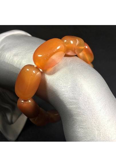 Bracelet in Red CARNELIAN AGATE Polished Tumbled BIG Minerals Zen Beads Handmade-1