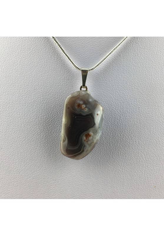 Grey AGATE Pendant Tumbled Stone Necklace High Quality A+ Chakra Reiki Zen-1
