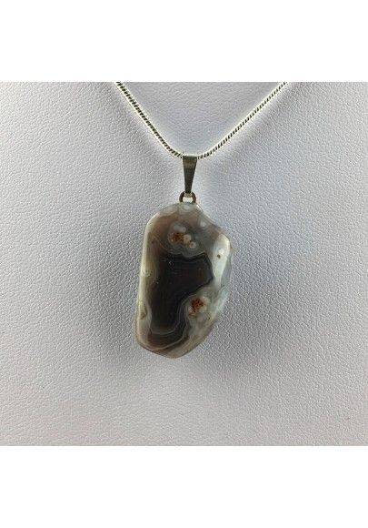 Grey AGATE Pendant Tumbled Stone Necklace High Quality A+ Chakra Reiki Zen-1