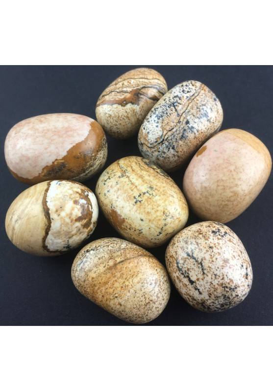 Diaspro Paesaggio Paesina Burattato Cristalloterapia [ Picture Jasper Tumbled ]-1