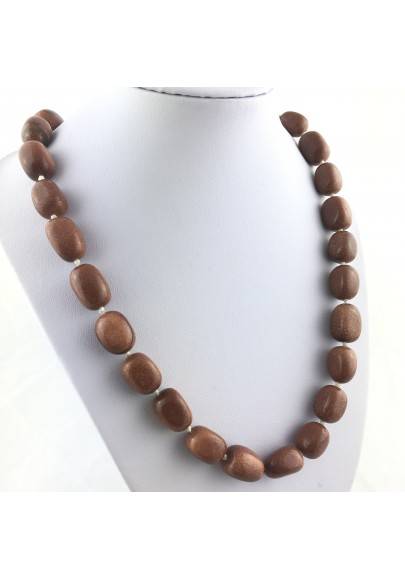 Necklace PEARL in SUN STONE Tumbled Stone Pendant Crystal Healing Jewel A+-2