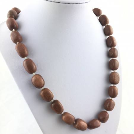 Necklace PEARL in SUN STONE Tumbled Stone Pendant Crystal Healing Jewel A+-2