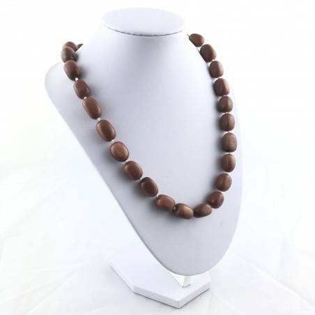 Necklace PEARL in SUN STONE Tumbled Stone Pendant Crystal Healing Jewel A+-3