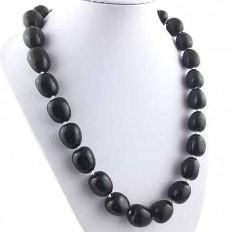 Necklace PEARL in ONIX Tumbled Stone Pendant Crystal Healing Chakra Jewel Reiki-1