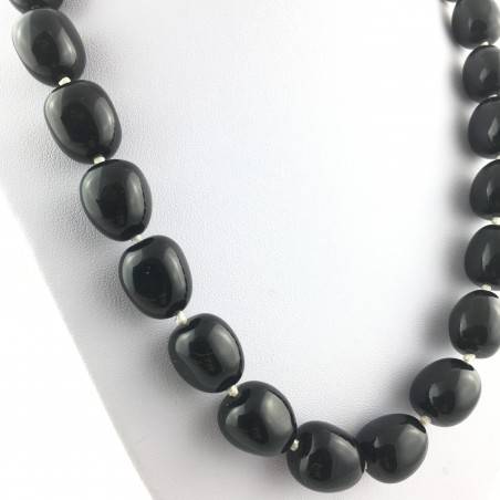 Necklace PEARL in ONIX Tumbled Stone Pendant Crystal Healing Chakra Jewel Reiki-2