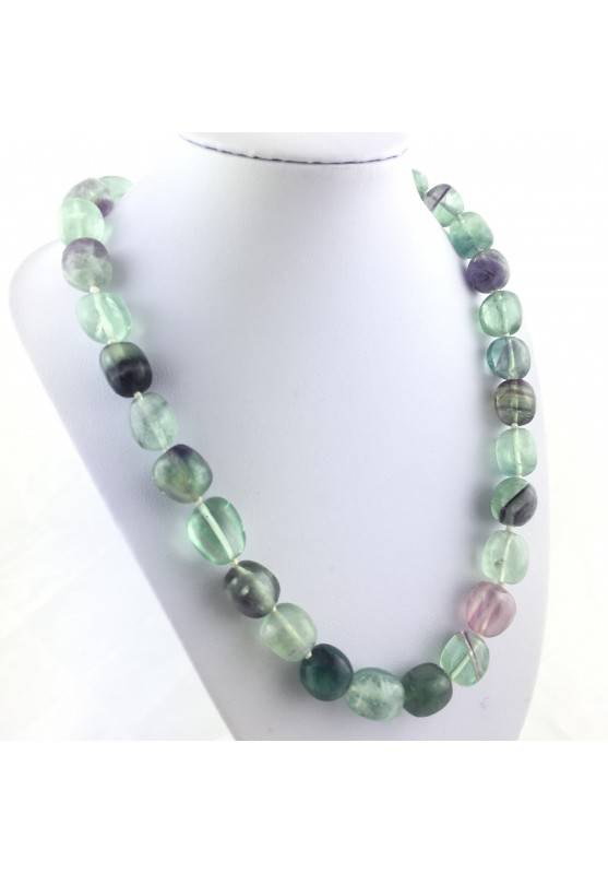 FLUORITE COLLANA Perle - CAPRICORNO Burattati Zodiaco Cristalloterapia-1