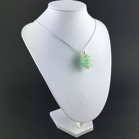 Ciondolo FLUORITE VERDE - CAPRICORNO Zodiaco Spirale Placcata Argento Collana A+-2