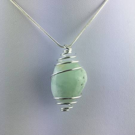Ciondolo FLUORITE VERDE - CAPRICORNO Zodiaco Spirale Placcata Argento Collana A+-3