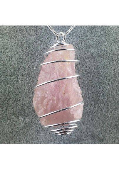 Rough Rose QUARTZ Pendant - LIBRA TAURUS CAPRICORN Zodiac Silver A+-1
