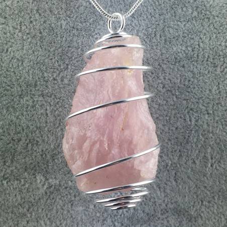 Rough Rose QUARTZ Pendant - LIBRA TAURUS CAPRICORN Zodiac Silver A+-1