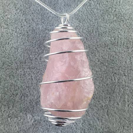 Rough Rose QUARTZ Pendant - LIBRA TAURUS CAPRICORN Zodiac Silver A+-2