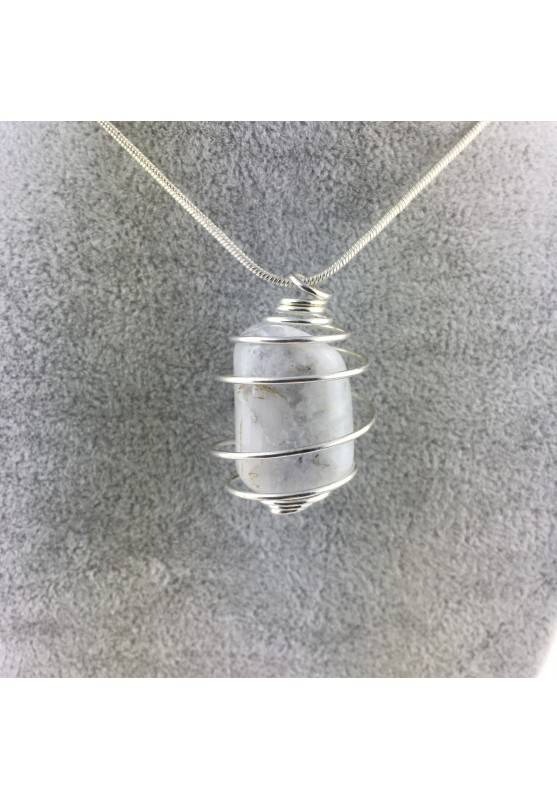 Ciondolo Collana LABRADORITE Bianca Burattata Pietra di Luna Cristalloterapia-1