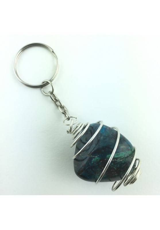 keychain CHRYSOCOLLA Tumbled Big High Quality Chakra Zodiac Mineral Gemini Bull-1