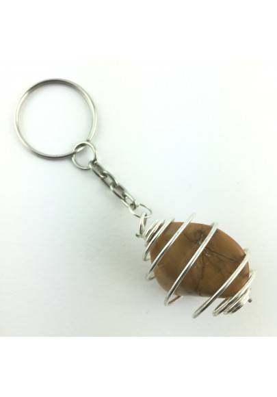 keychain Yellow Jasper Tumbled Stone Medium Crystal MINERALS Crystal Healing-1