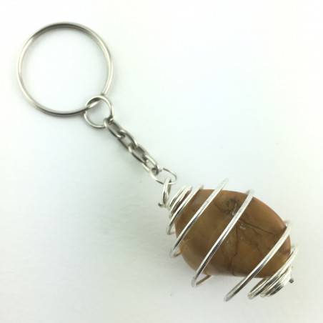 keychain Yellow Jasper Tumbled Stone Medium Crystal MINERALS Crystal Healing-1