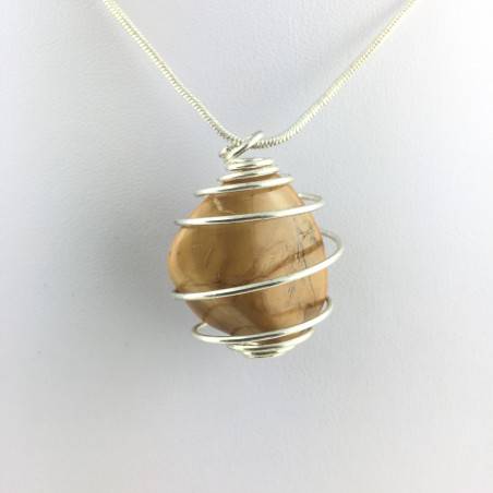 Ciondolo DIASPRO GIALLO MARRONE Burattato Collana Cristalloterapia Minerali-1