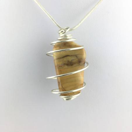 Ciondolo DIASPRO GIALLO MARRONE Burattato Collana Cristalloterapia Minerali-2