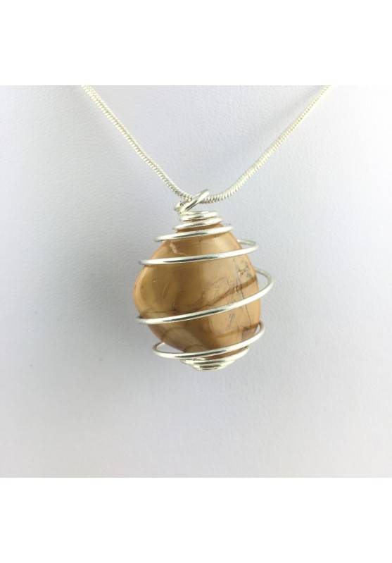 Ciondolo DIASPRO GIALLO MARRONE Burattato Collana Zodiaco Ariete Toro Minerale-1