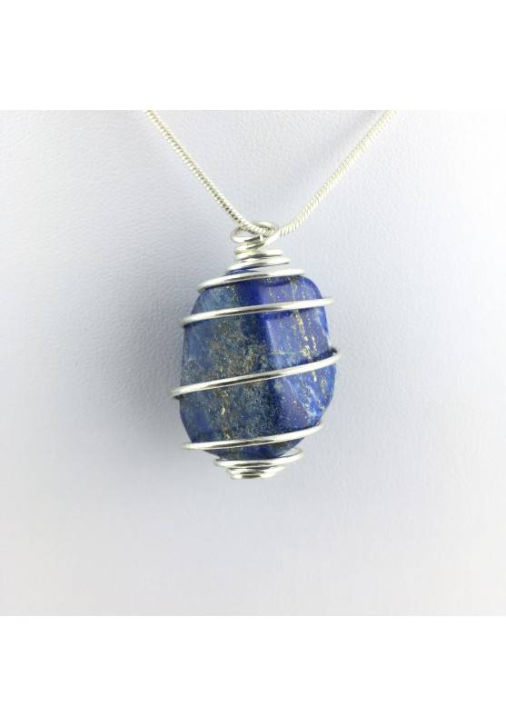 Ciondoli LAPISLAZZULI Burattato Collana Minerali Cristalloterapia Blu Oro Chakra-1