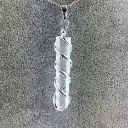Pendentif Obélisque de Quartz Hyalin Cristal de roche EXTRA Collier-2