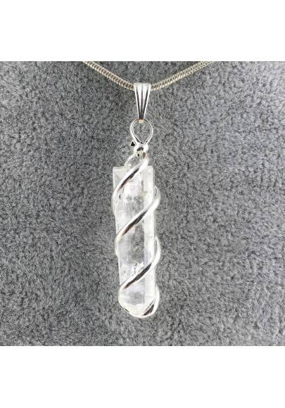 Pendentif Obélisque de Quartz Hyalin Cristal de roche EXTRA Collier-1