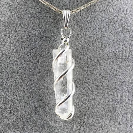 Pendentif Obélisque de Quartz Hyalin Cristal de roche EXTRA Collier-1
