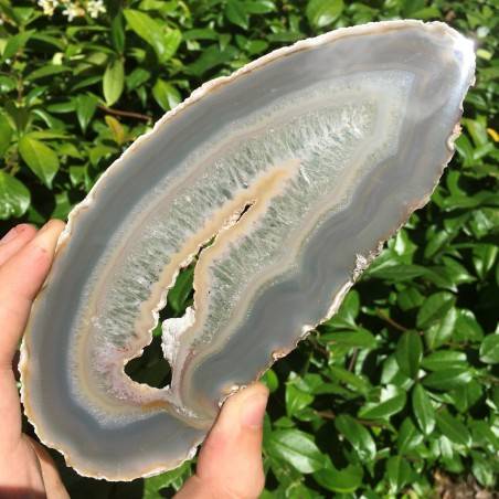 Minéraux * belle tranche de Agate Blanche-Grigio Objets de collection Chakra Reiki-2
