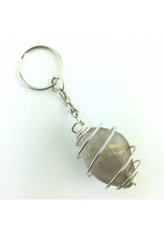 Keychain RUTILATED QUARTZ Minerals EXTRA Quality Zodiac Mineral Gemini Virgin-1