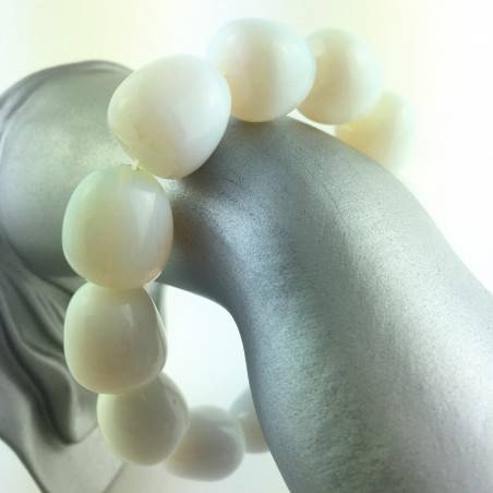 LARGE OPALITE Quartz Tumbled Bracelet MINERALS Chakra Elasticated Natural Beads-2