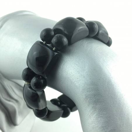 Bracelet Eye's Buddha Black Agate Crystal Healing Zodiac Minerals Gemini-1