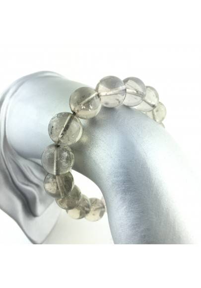 Braccialetto in Quarzo Fumè Bracciale a Sfere 13mm Unisex Gioiello Uomo Donna A+-1