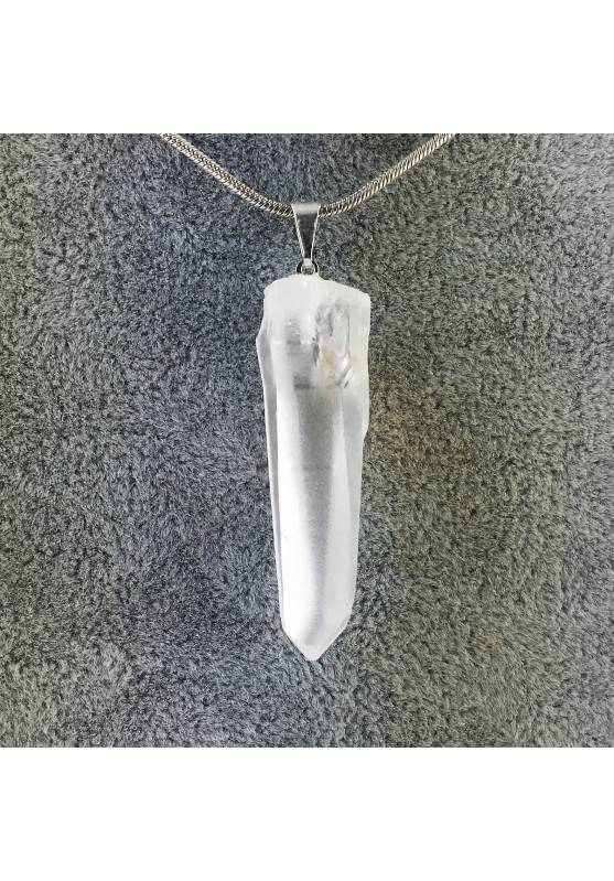 Pendentif dans Pointe de Quartz Hyalin Brute Collier Cristal thérapie Chakra Reiki-1