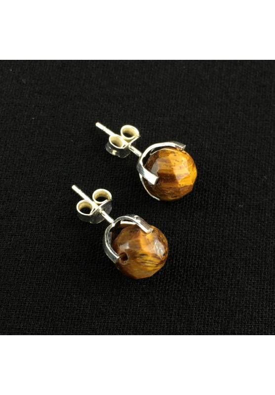 Earrings in TIGER'S EYE Faceted Silver Plated Zodiac Leo Scorpio Capricorn-2