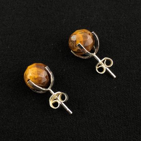 Aretes en Ojo de Tigre facetado Plateado Zodiaco Leo Escorpio Capricornio-3