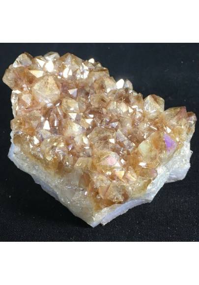 AQUA AURA Citrine Quartz Druzy Golden Gold Minerals Geode Crystals 257g A+-1