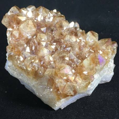 AQUA AURA Citrine Quartz Druzy Golden Gold Minerals Geode Crystals 257g A+-1