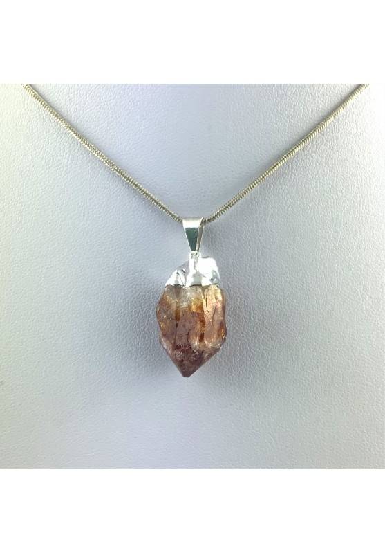 Colgante CUARZO CITRINO Baño de Plata Terapia de Cristales Chakra Reiki Zen A+-1