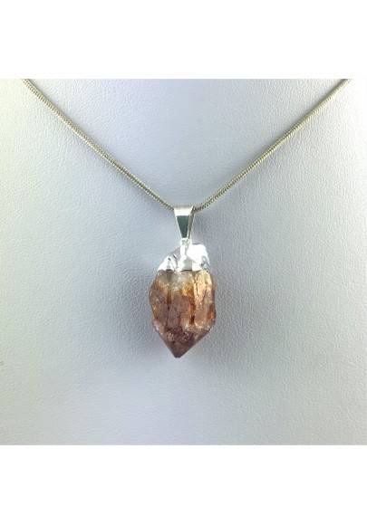 Colgante CUARZO CITRINO Baño de Plata Terapia de Cristales Chakra Reiki Zen A+-1