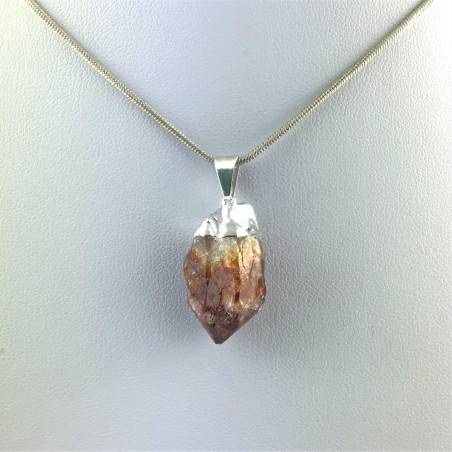Colgante CUARZO CITRINO Baño de Plata Terapia de Cristales Chakra Reiki Zen A+-1