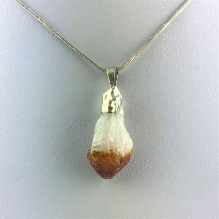 Colgante CUARZO CITRINO Baño de Plata Terapia de Cristales Chakra Reiki Zen A+-2