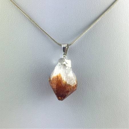 Colgante CUARZO CITRINO Baño de Plata Terapia de Cristales Chakra Reiki Zen A+-3