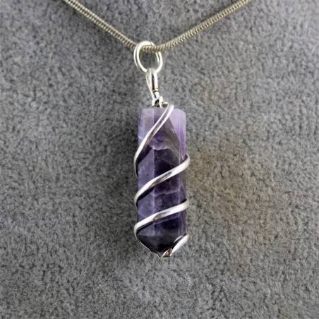 Pendentifs Améthyste chamanique Avec Spirale Cristal thérapie Chakra Reiki Zen A+-2