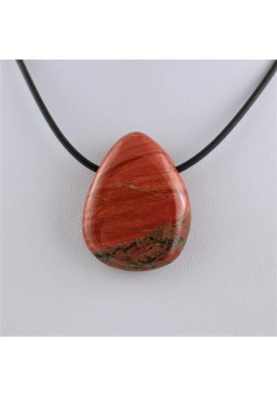 Ciondolo GOCCIA di DIASPRO ROSSO Pendente Collana Cristalloterapia Chakra A+-1