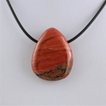 Ciondolo GOCCIA di DIASPRO ROSSO Pendente Collana Cristalloterapia Chakra A+-1