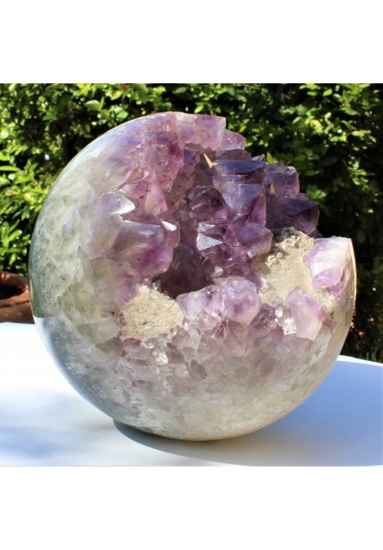 SPHERE Druzy AMETHYST and Calcite with Base Quartz Extra Quality Home Decor A+-1